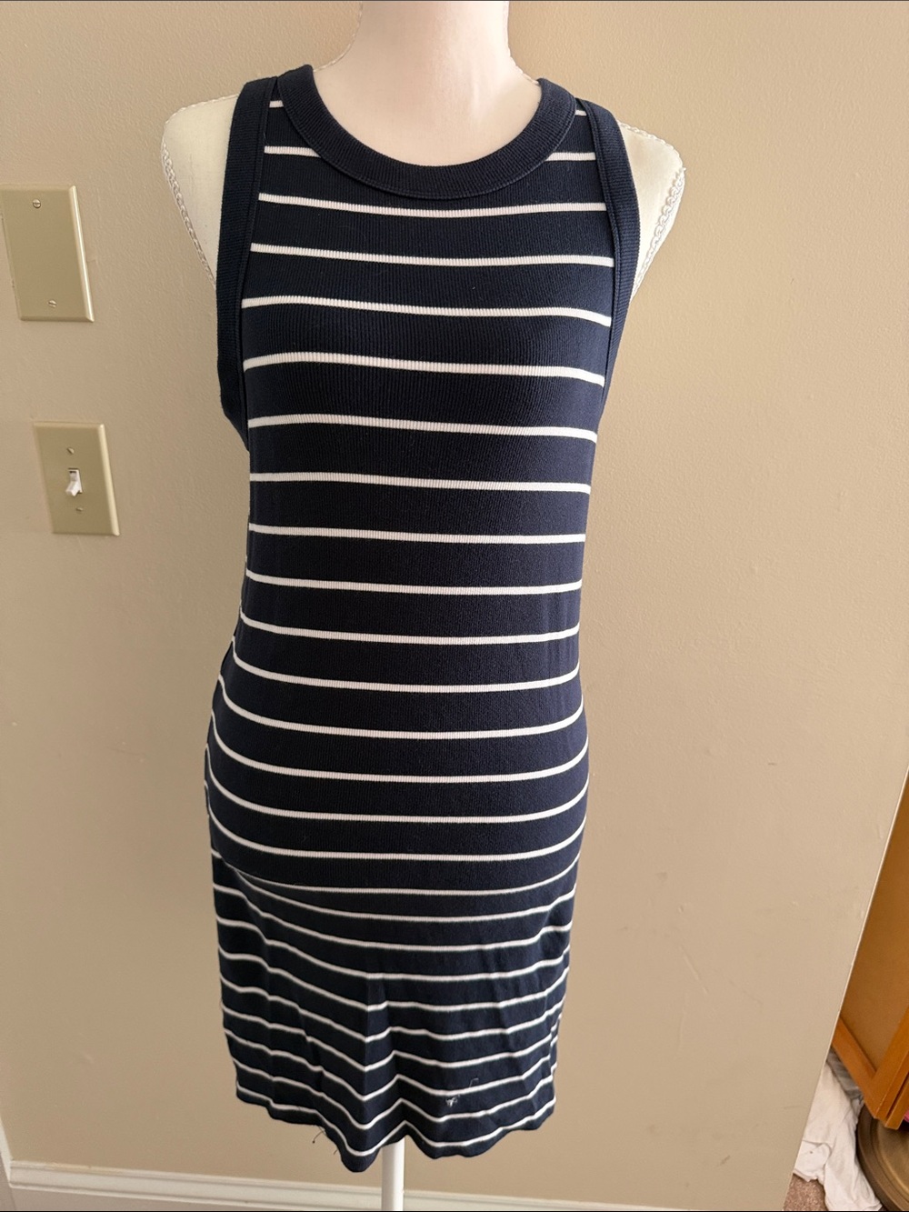 Striped Navy & White Knit Tank Dress
